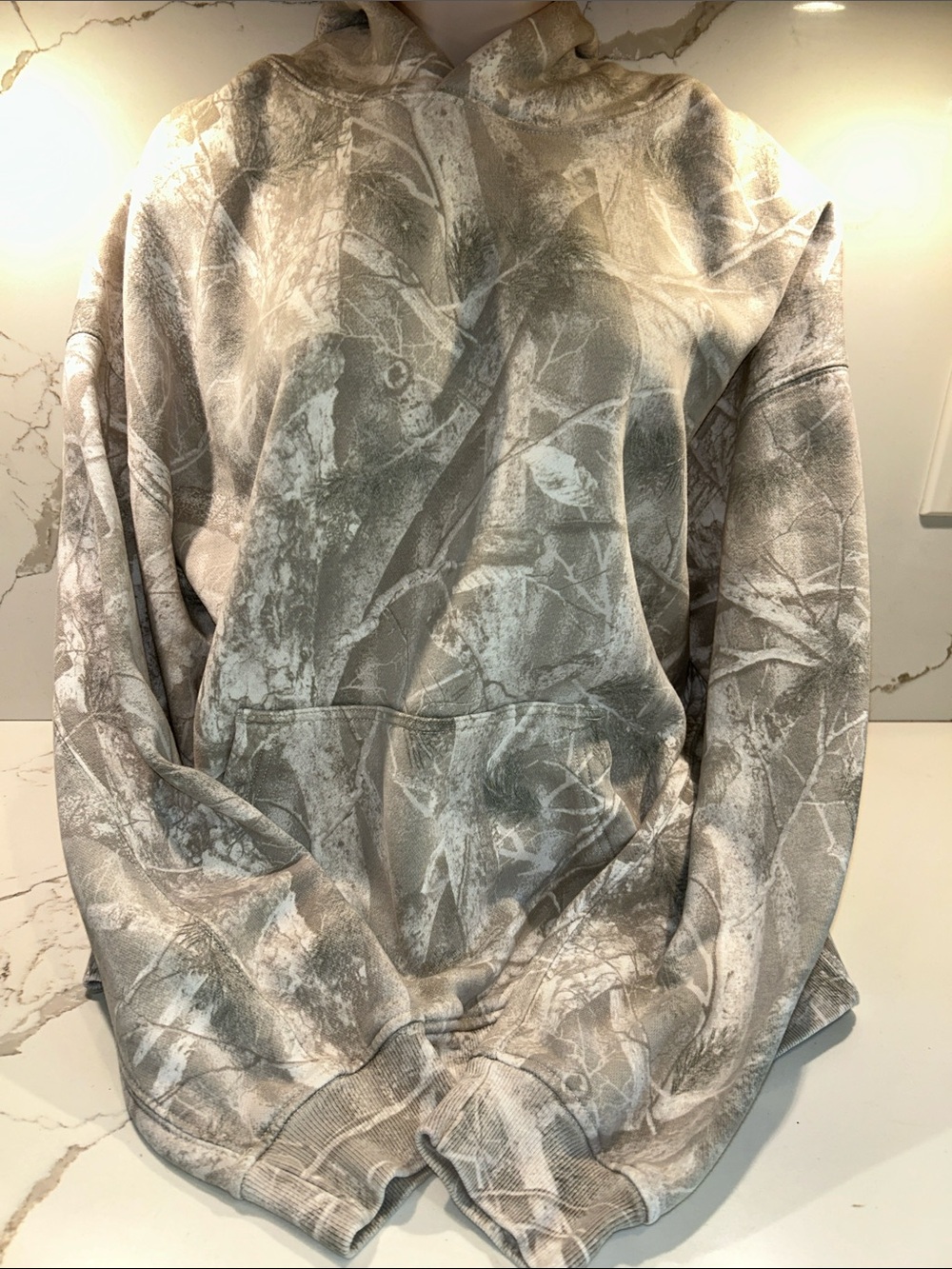 Abercrombie & Fitch Crewneck Hoodie in Beige and Gray Camo